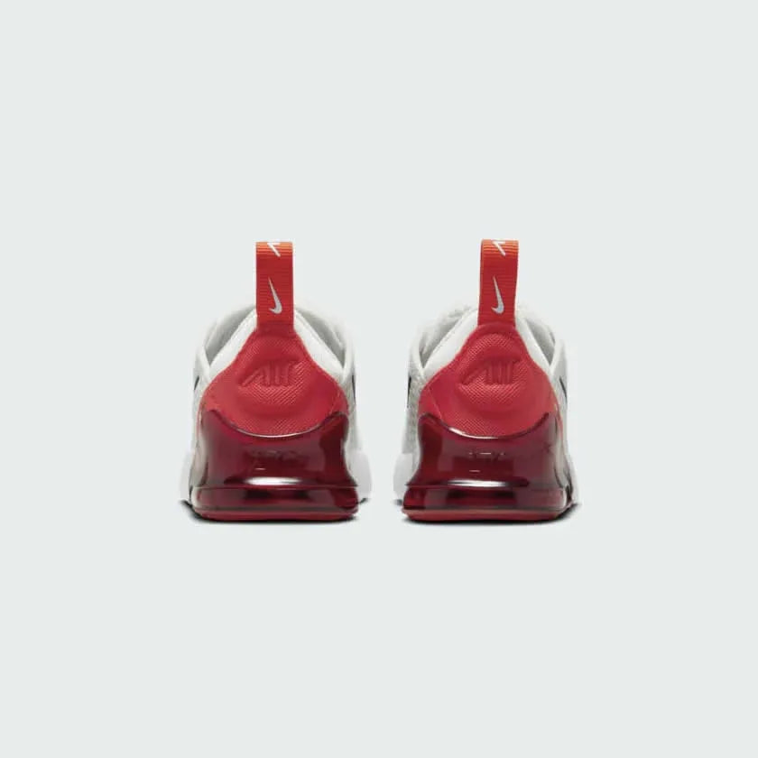 Rear view of the Nike Air Max 270 Toddlers' trainers, focusing on the large, visible 270 Max Air unit in the heel and pull tab.