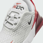 Close-up zoom on the front of the Nike Air Max 270 Toddlers' trainers, showing the mesh toe box and details of the easy-entry closure (e.g., elastic laces or strap).