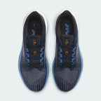Top-down view of a pair of Nike Air Winflo 9 Men's running shoes in dark blue, highlighting their streamlined silhouette and lace-up closure.