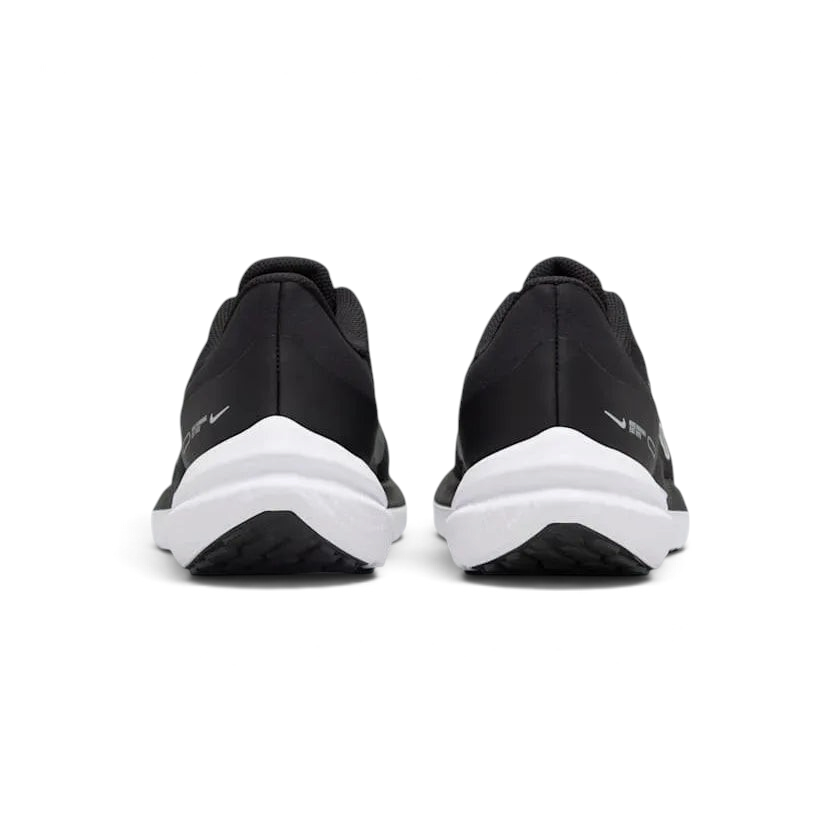 Nike Air Winflo 9 Women's Black Running Shoes DD8686-001 back view showing reinforced heel and subtle branding on heel tab