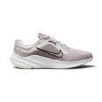 Nike Quest 5 Women's running shoes in platinum violet, side profile showing the black Swoosh, lightweight mesh upper, and the elevated foam midsole.