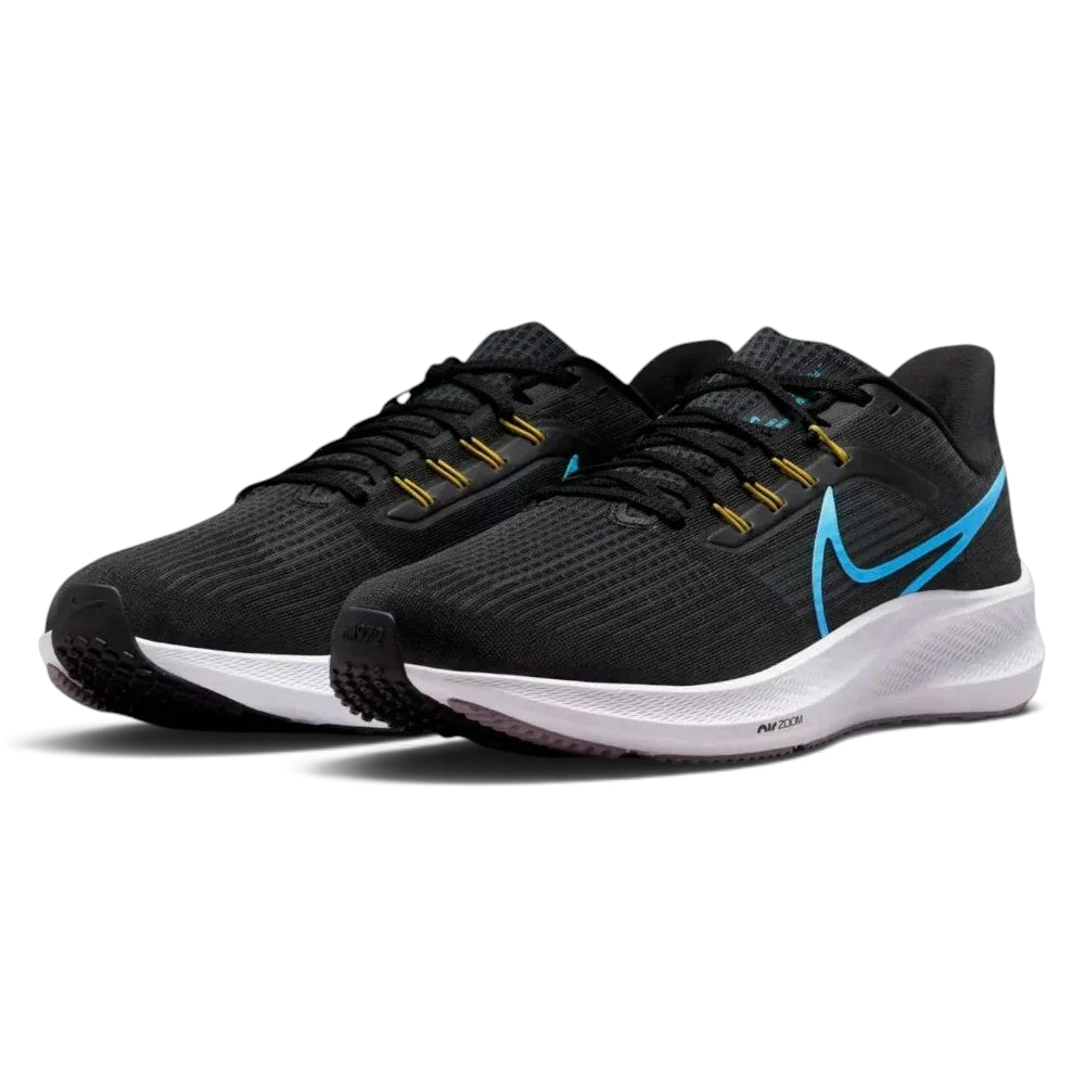 Three-quarter view of the shoes, emphasizing the sleek transition from the dark grey heel to the black forefoot.