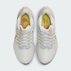 Top-Down View of Pair: Looking down at the engineered mesh lacing system and the separated tongue design.