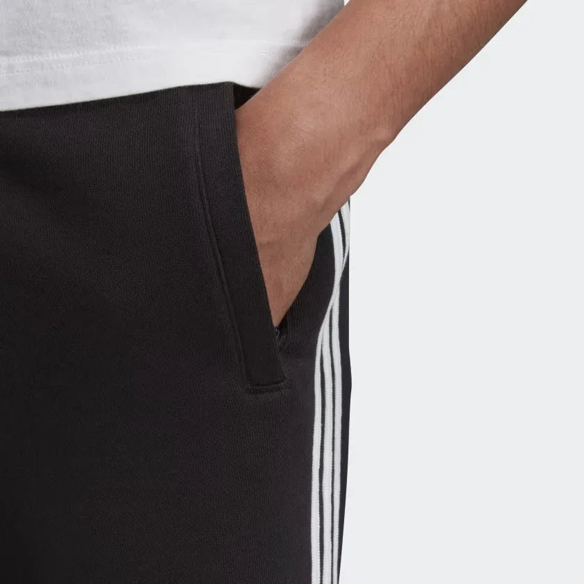 adidas 3-Stripes Men's Sweat Shorts DH5798 side view showing full 3-Stripes down the leg and pocket