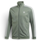 Adidas Beckenbauer Track Jacket Men's in trace green, front view showing full zip, ribbed stand-up collar, and small embroidered Trefoil logo on the chest.