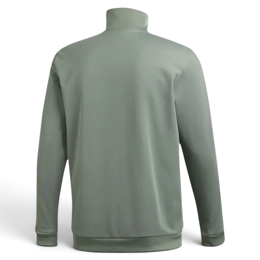 Adidas Beckenbauer Track Jacket Men's in trace green, back view showcasing the plain design and the top of the collar.