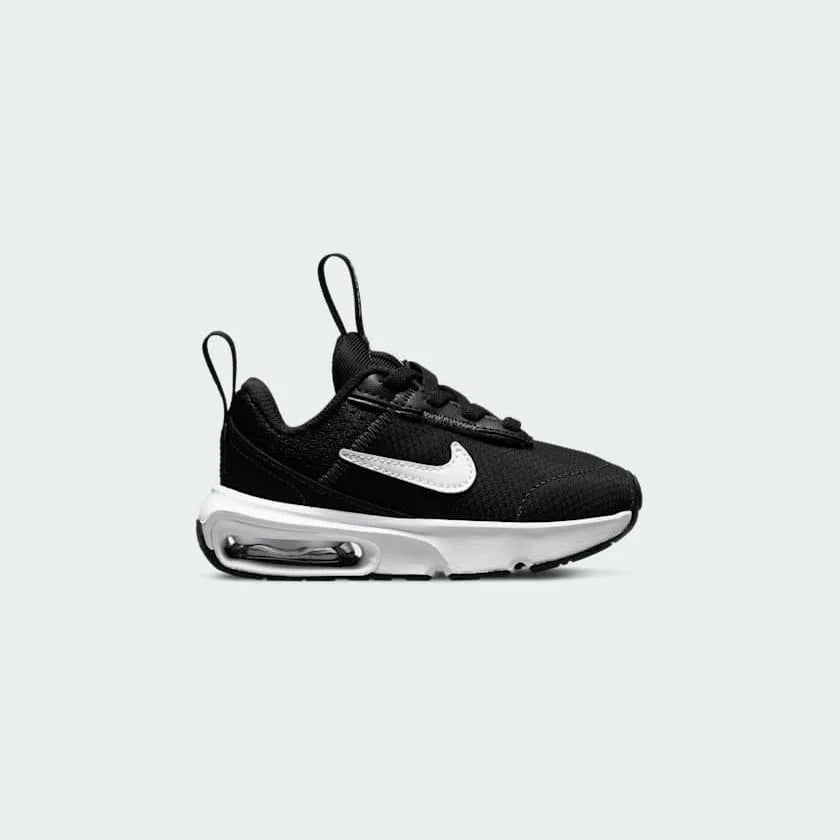 Nike Air Max Intrlk Lite Toddlers Shoes DH9410-002 side view showing black mesh upper and visible Air unit Main image