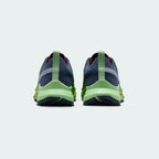 Rear view of the Nike React Pegasus Trail 4 Men's blue running shoes, focusing on the structured heel and reflective details.