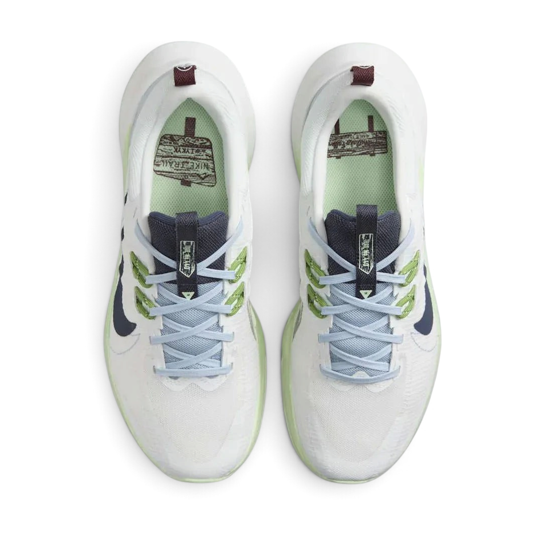 Nike Juniper Trail 2 Women's White Trail Shoes DM0821-103 top view showing lace-up closure, padded collar, and breathable mesh tongue