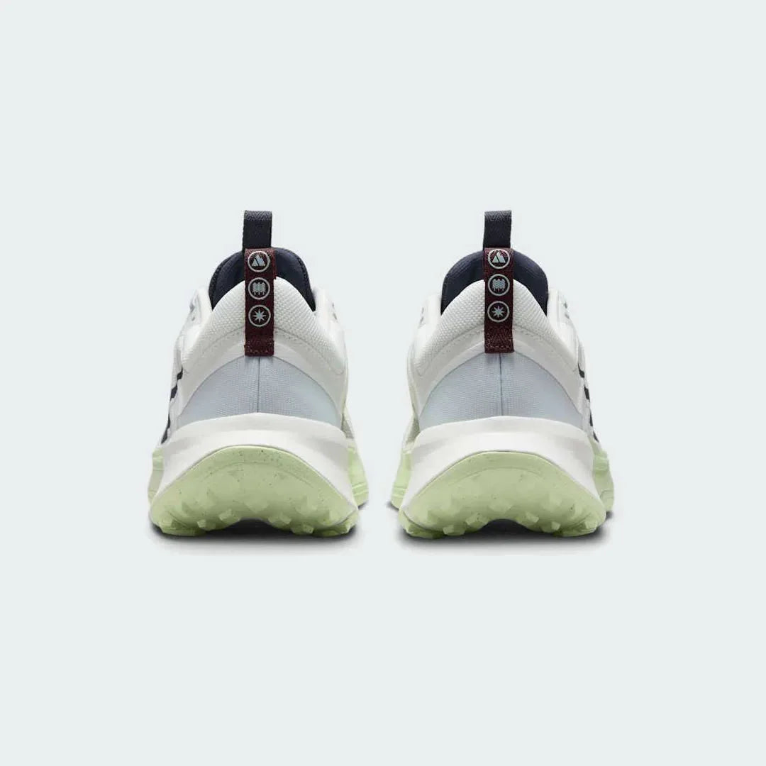 Nike Juniper Trail 2 Women's White Trail Shoes DM0821-103 back view showing heel loop, collar padding, and supportive heel design