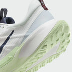 Rear underside close-up of Nike Juniper Trail 2 Women's White Trail Shoes DM0821-103 heel and trail-ready outsole grip