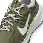 Close-up of Nike Juniper Trail 2 Next Nature Men's Trainers DM0822-200 showing breathable mesh texture, laces, and tongue logo