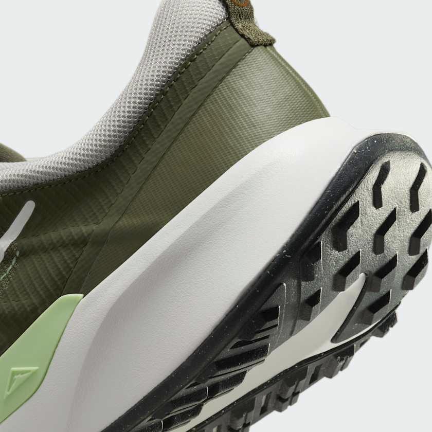 Rear underside close-up of Nike Juniper Trail 2 Next Nature Men's Trainers DM0822-200 heel area and grippy outsole tread