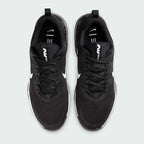 Top-down view of a pair of Nike Air Max Alpha Trainer 5 Men's shoes in black, highlighting their sturdy silhouette and lace-up closure.