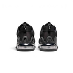 Rear view of the Nike Air Max Alpha Trainer 5 Men's black, focusing on the prominent Max Air unit in the heel and wide, flat base for stability.