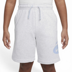 Focuses on the symmetry of the flat-laid shorts, displaying the perfect layout of the gathered elastic waistband, the contrast Light Marine drawcords, and the clean tracking of the side seam lines.