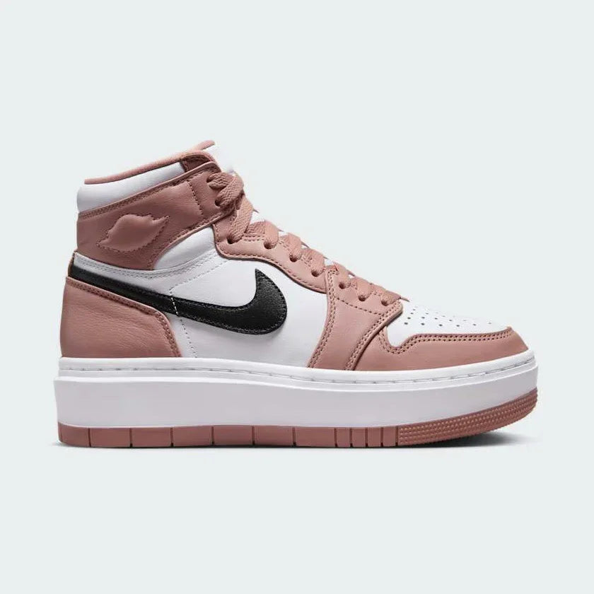 Air Jordan 1 Elevate High Women's Pink Trainers DN3253-601 side view showing high-top pink leather upper and elevated platform sole Main image
