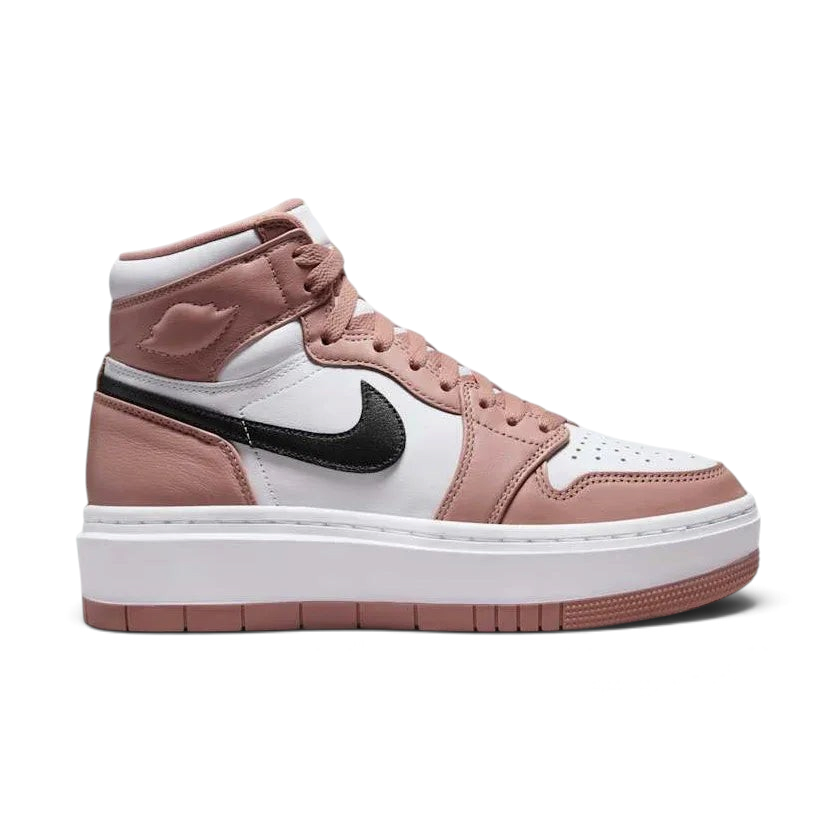 Air Jordan 1 Elevate High Women's Pink Trainers DN3253-601 side view showing high-top pink leather upper and elevated platform sole Main image