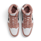 Air Jordan 1 Elevate High Women's Pink Trainers DN3253-601 top view showing lace-up front, padded tongue, and high collar