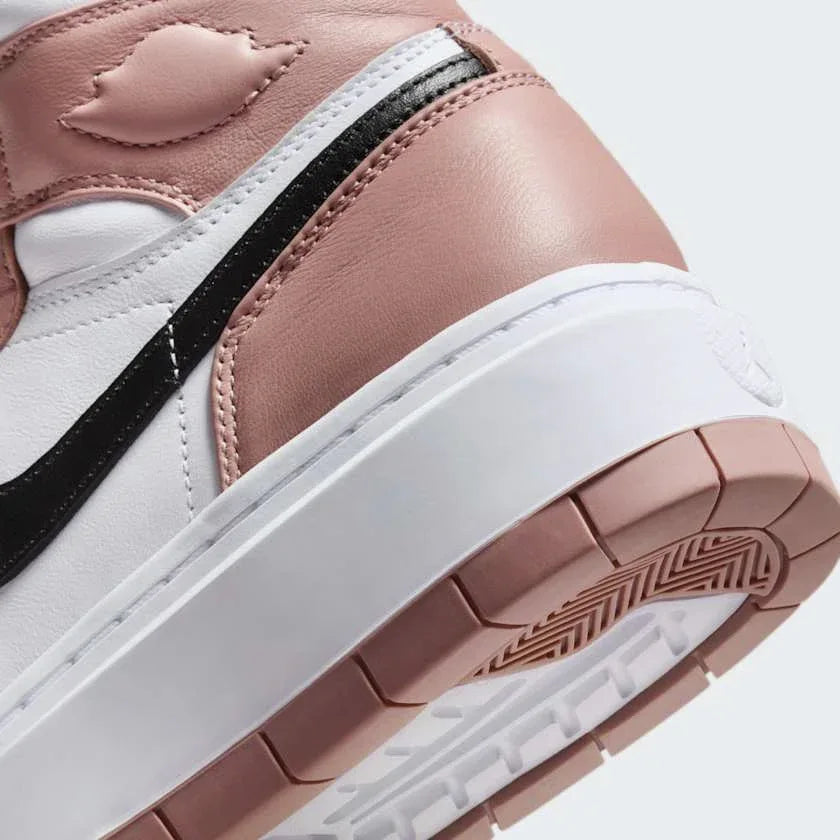 Rear underside close-up of Air Jordan 1 Elevate High Women's Pink Trainers DN3253-601 platform heel and outsole pattern