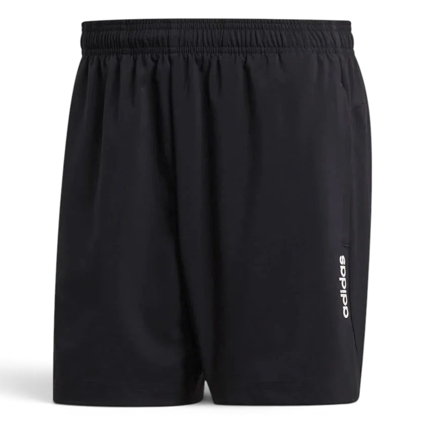 adidas Essentials Men's Chelsea Shorts DQ3085 front profile showing leg length and logo placement
