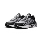 Rear view of the Nike Air Max TW trainers in black, focusing on the prominent, accentuated heel counter and the visible Air cushioning windows.