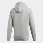 Adidas Trefoil Hoodie Men's in medium grey heather, back view showcasing the plain design and the hood.