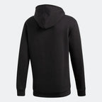 Adidas Trefoil Hoodie Men's in black, back view showcasing the plain design and the hood.