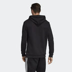 Adidas Trefoil Hoodie Men's in black, back view showcasing the plain design and the hood.