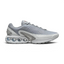 Nike Air Max DN Men's running shoes in grey, side profile showing visible Dynamic Air unit in the heel, textured upper, and sleek silhouette.