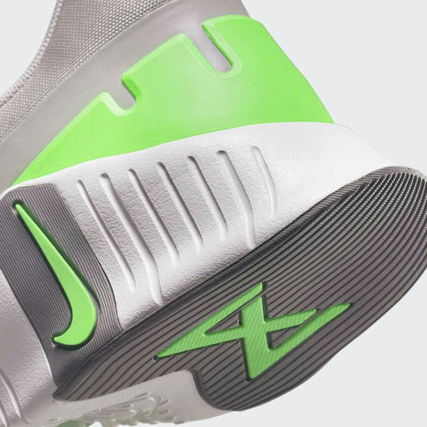 Rear underside close-up of Nike Free Metcon 5 Men's Grey Training Shoes DV3949-002 heel and outsole structure