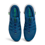 Top-down view of a pair of Nike Free Metcon 5 Men's training shoes in blue, highlighting their athletic silhouette and lace-up closure.