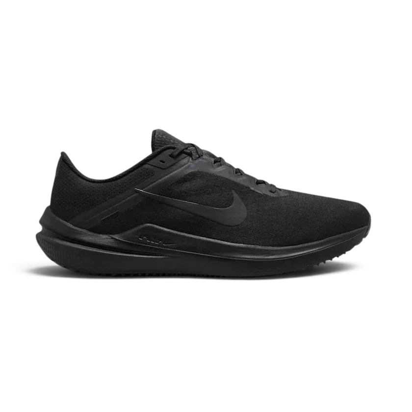 Nike Air Winflo 10 Men's black running trainers side profile with visible Air cushioning Main image