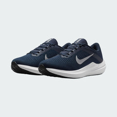 Angled view of two Nike Air Winflo 10 Men's navy running shoes, side by side, showcasing their versatile design and cushioned profile.