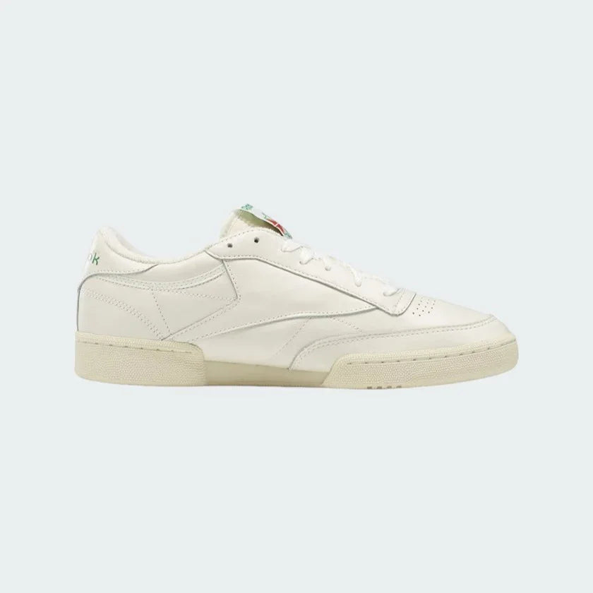 Reebok Classic Club C 85 Vintage unisex trainers in chalk (off-white) leather, side profile showing clean lines.