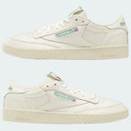 Reebok Classic Club C 85 Vintage unisex trainers in chalk (off-white) leather, side profile showing both shoes