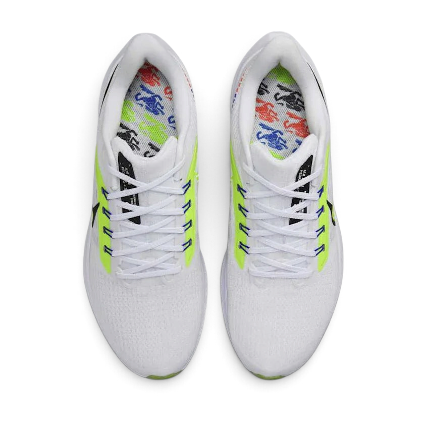 Nike Pegasus 39 Premium Men's White Running Shoes DX1627-100 top view showing laces, padded tongue, and streamlined upper design