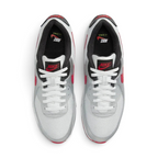 Nike Air Max 90 Men's Silver Leather Trainers DX4233-001 top view showing padded collar and tongue branding