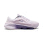 Highlights the lateral profile featuring a mini purple Nike Swoosh set into the plush Bleached Lilac chenille upper, a gradient Dusty Amethyst foam midsole wall, visible Zoom Air pod window, and a moulded heel clip.