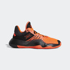 Side Profile Image: Capturing the aggressive silhouette and the Solar Red 3-Stripes electrification against the Core Black textile upper.