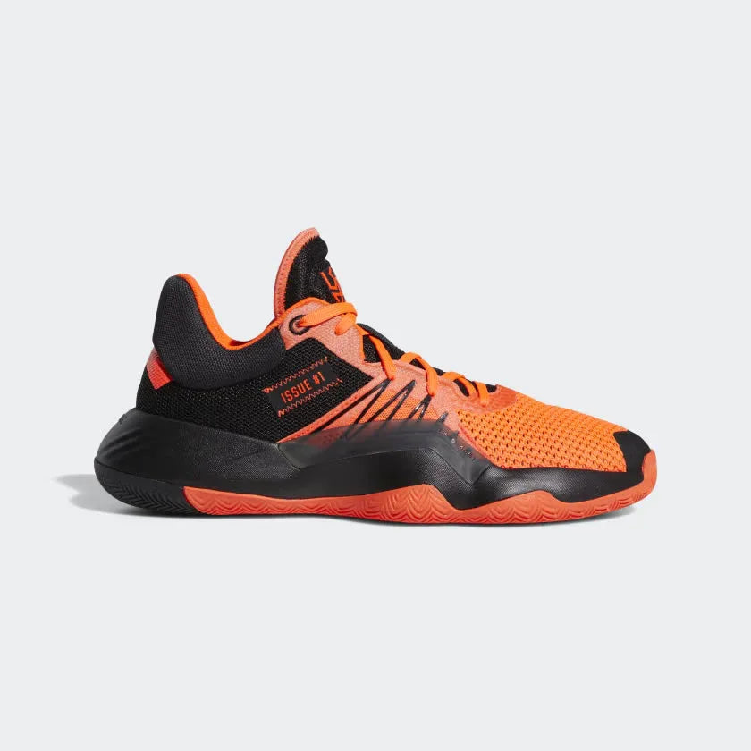 Side Profile Image: Capturing the aggressive silhouette and the Solar Red 3-Stripes electrification against the Core Black textile upper.
