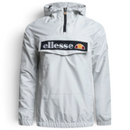 Ellesse Mont 2 Overhead Anorak Jacket Men's in grey marl, front view showing the hood, 1/4 zip closure, front pouch pocket, and Ellesse logos.
