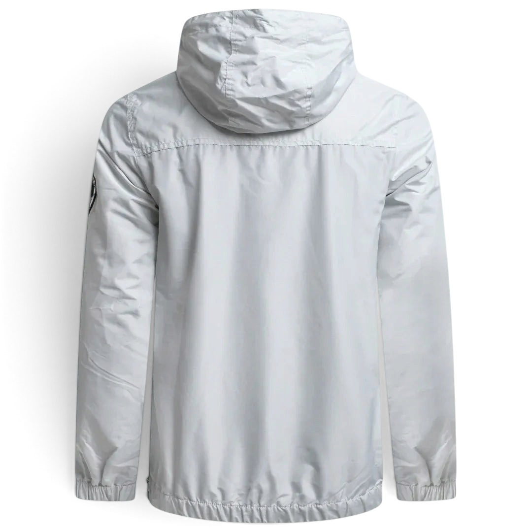Ellesse Mont 2 Overhead Anorak Jacket Men's in grey marl, back view showcasing the plain design and the hood.