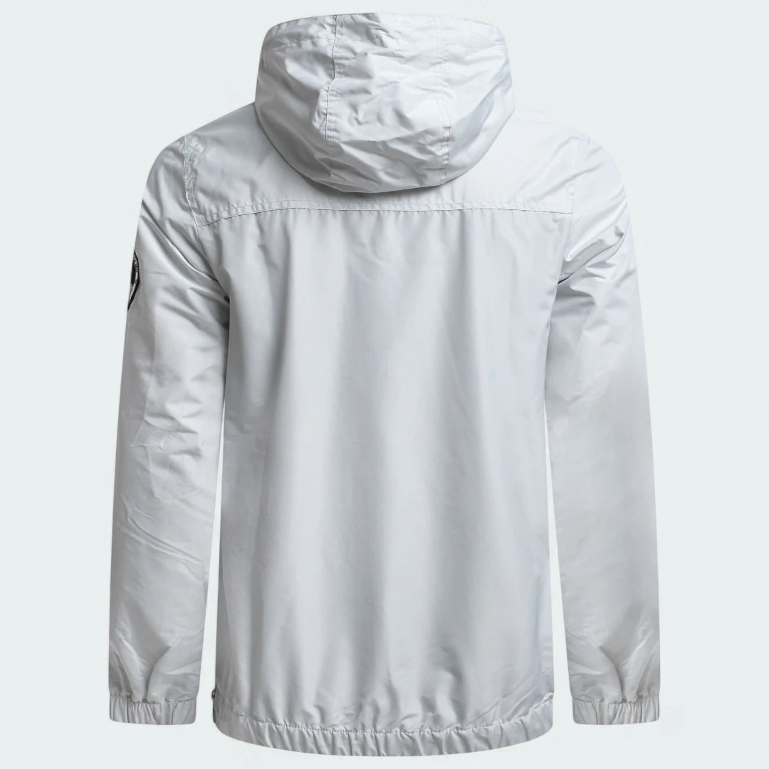 Ellesse Mont 2 Overhead Anorak Jacket Men's in grey marl, back view showcasing the plain design and the hood.