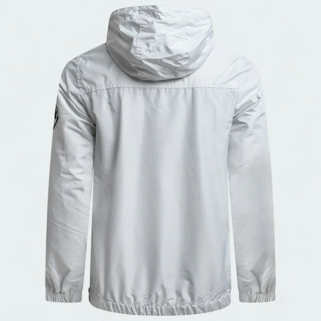 Ellesse Mont 2 Overhead Anorak Jacket Men's in grey marl, back view showcasing the plain design and the hood.