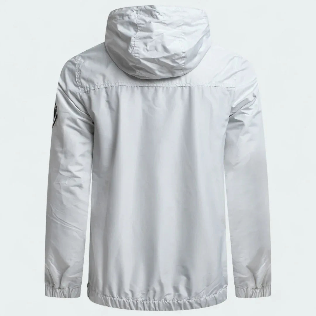 Ellesse Mont 2 Overhead Anorak Jacket Men's in grey marl, back view showcasing the plain design and the hood.