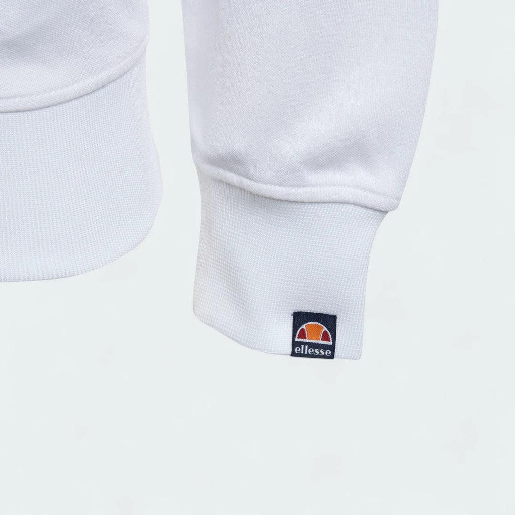 Detailed zoom on the ribbed stand-up collar and full zipper of the Ellesse Rimini Track Jacket, highlighting its classic construction.