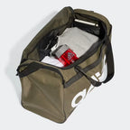 Looking down into the wide-entry main compartment with the two-way zippers pulled back.