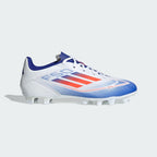 Side Profile Image: The Cloud White F50 Club, highlighting the Solar Red 3-Stripes and the aerodynamic, low-profile silhouette.