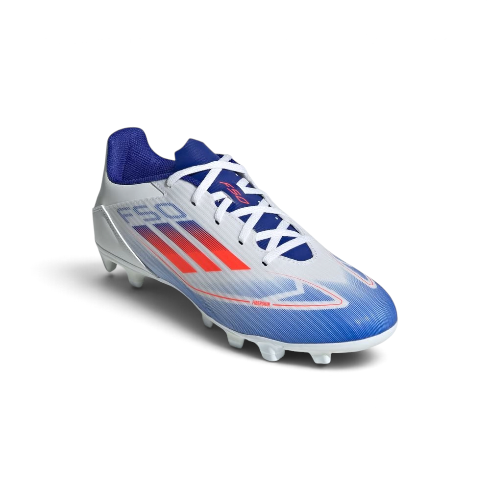 Emphasising the "locked-in" textured Fiberskin and the vibrant Lucid Blue accents.